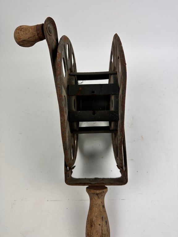 Original German WWII Big Hand Held Cable Reel With Wire Dated2 1942