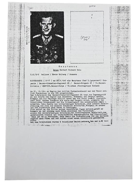 Signature of Wehrmacht Heer KC Recipient 'Bruno Belz'