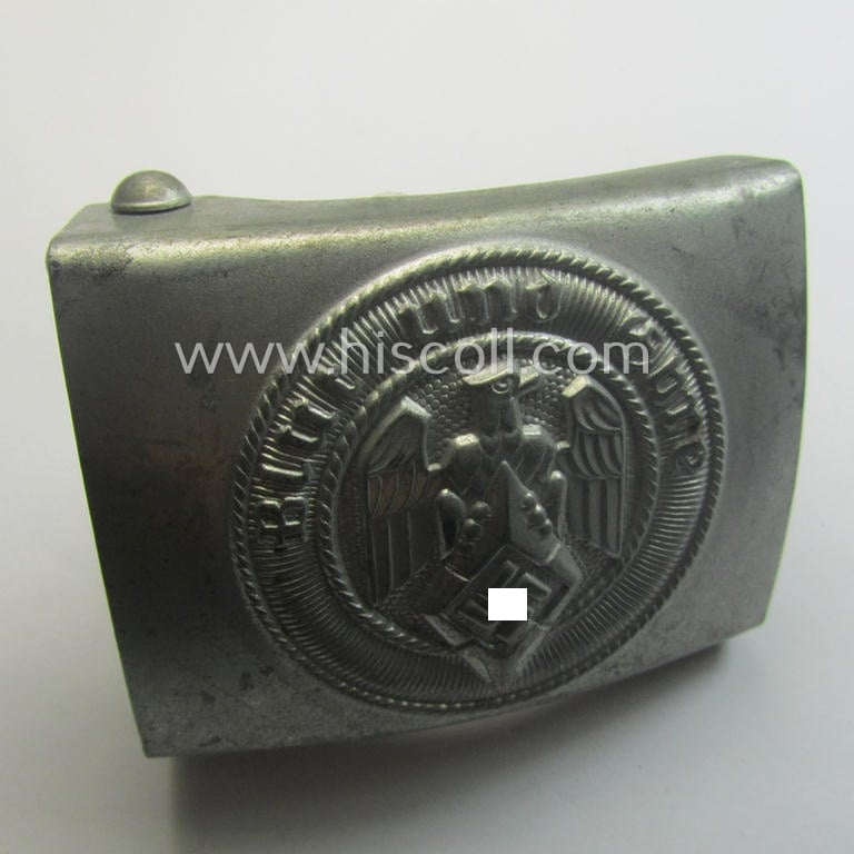 HJ (ie. 'Hitlerjugend') zinc- (ie. 'Feinzink'-) based belt-buckle being a maker- (ie. 'RzM M4/110'- ie. 'Joseph Feix & Söhne'-) marked example