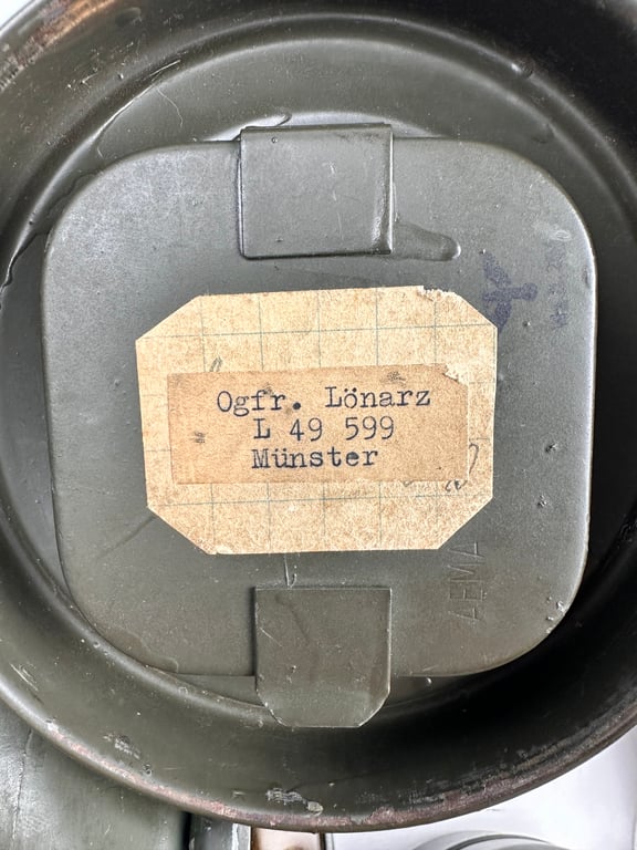 WW2 German Gasmask Named "Ogfr. Lonarz"