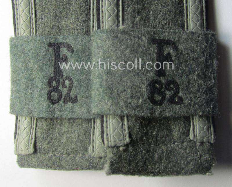 Pair of early- (ie. mid-) war-period WH (Heeres), 'M40'- (ie. 'M43-) pattern 'cyphered' NCO-type shoulderstraps (with 'Überschuben'!): 'Uffz. u. Mitglied des Festungsbau-Batallions 82'