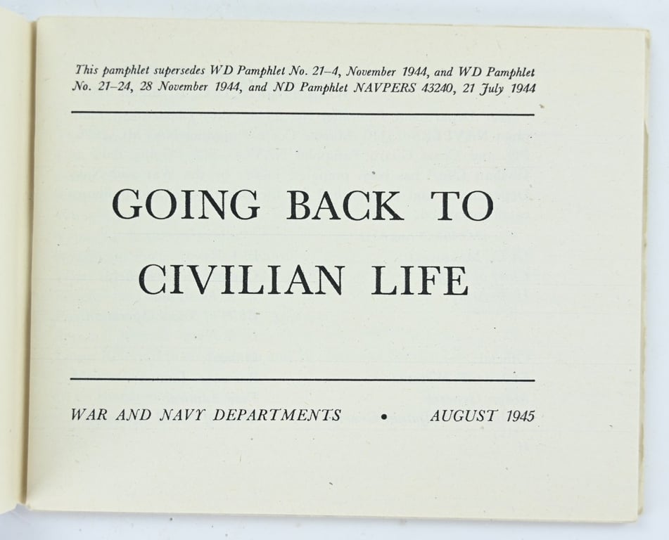 US WW2 Going Back to Civilian Life Booklet