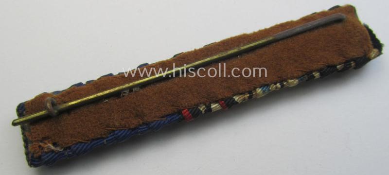 Attractive, 5-pieced WH 'Feld- o. Bandspange' showing resp. the ribbons for a: WWI-period 'EK II. Kl.', a: Bayern 'MVO 3.St.', a: 'FKK 14-18 mit Schw.' and two WH 'DA' (with attached devices)