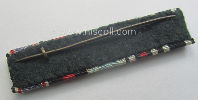 5-pieced, WWI- (ie. TR-) period medal-bar (ie. 'Ordenspange') & accomp. 'Feld-/Bandspange' resp. depicting a WWI-period: 'EKII.Kl.', a: FKK 1914-18', a: 'Bayr. TD'-medal, a: Czech 'Anschluss'-medal and a: 'LS-Ez. der 2.Stf.'