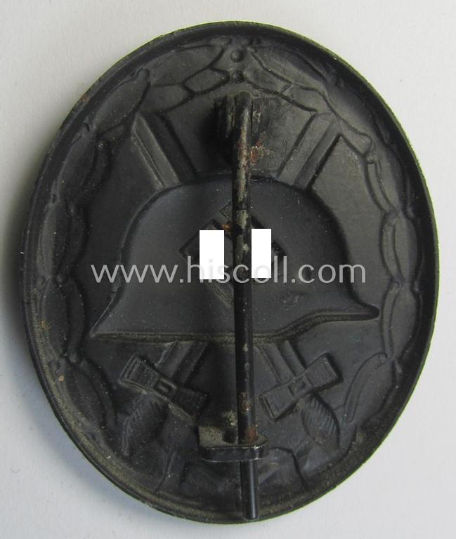 Neat - albeit non-maker-marked - example of a black-class wound-badge (or: 'Verwundeten-Abzeichen in Schwarz') that comes in an overall nice- (ie. just moderately used-), condition
