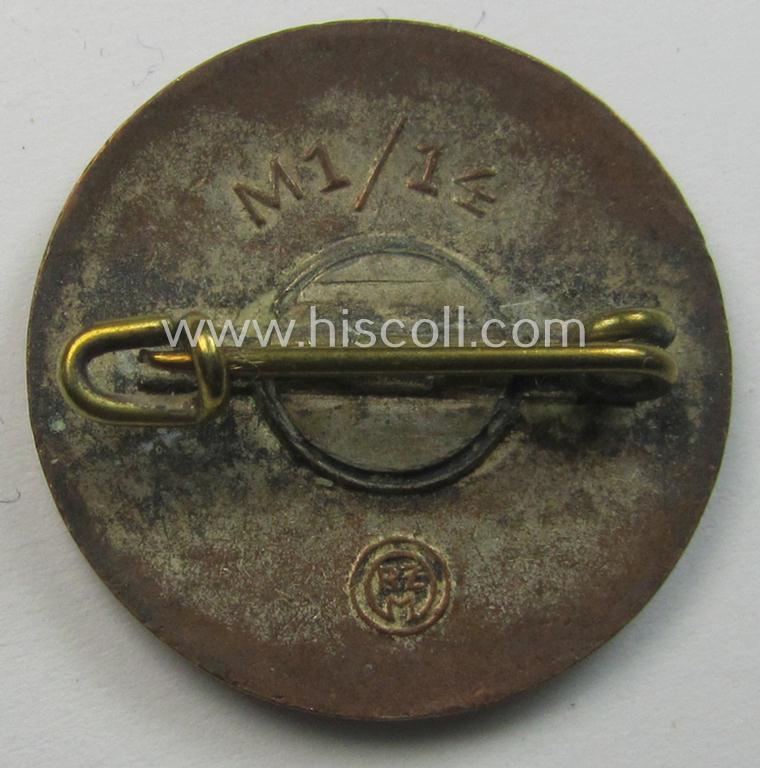'N.S.D.A.P.'-membership-pin- ie. party-badge (or: 'Parteiabzeichen') showing the makers'-designation: 'RzM' and/or: 'M1/14'