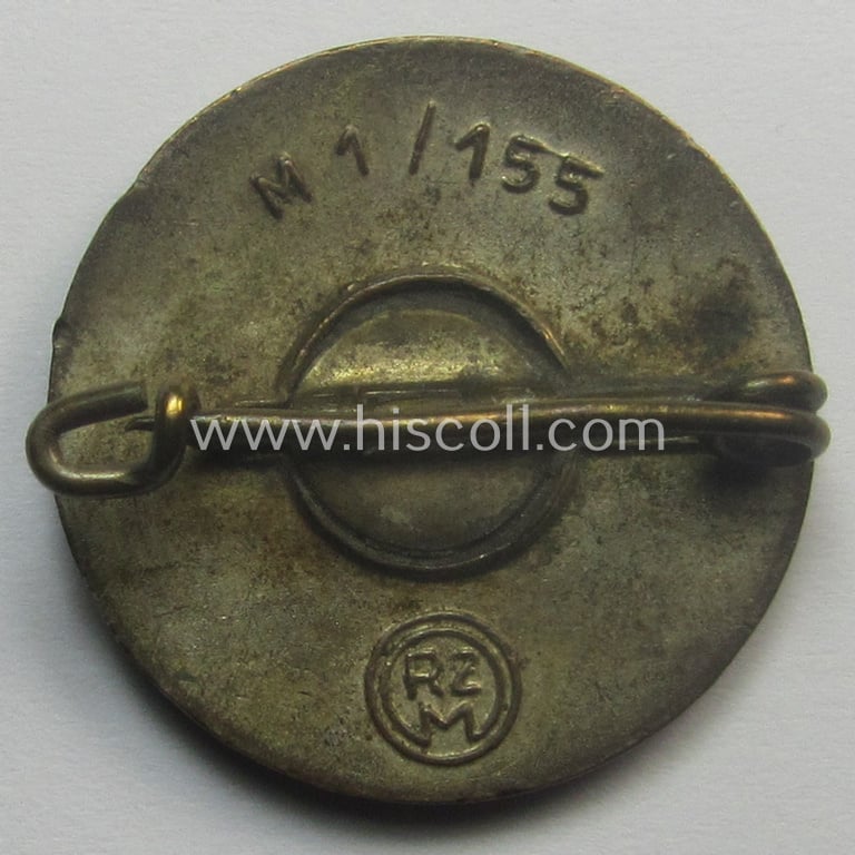 Austrian-produced 'N.S.D.A.P. - Parteiabzeichen' showing the makers'-designation: 'RzM' and/or: 'M1/155' (= 'Schwertner & Cie.')