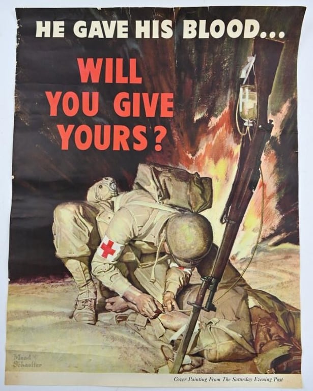 US WW2 Poster 'He Gave His Blood…'