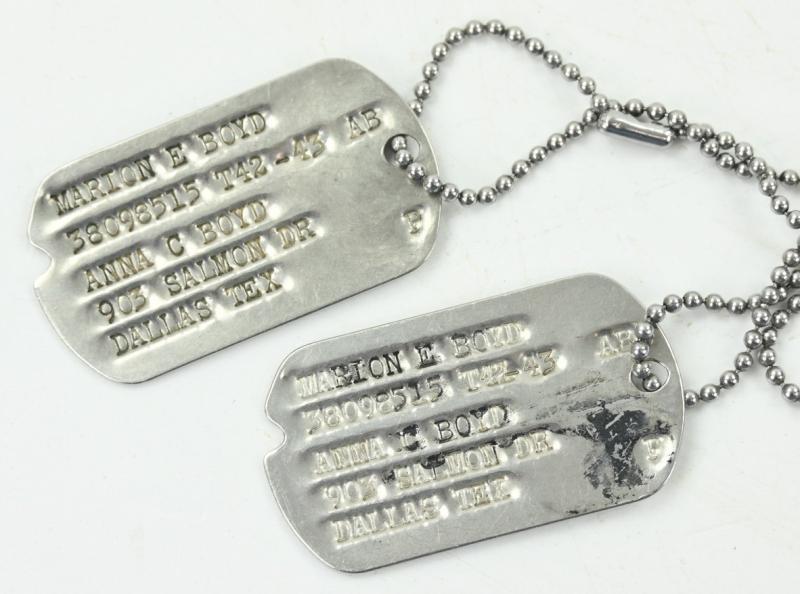 US WW2 Dog-Tag Set 'Marion E. Boyd'