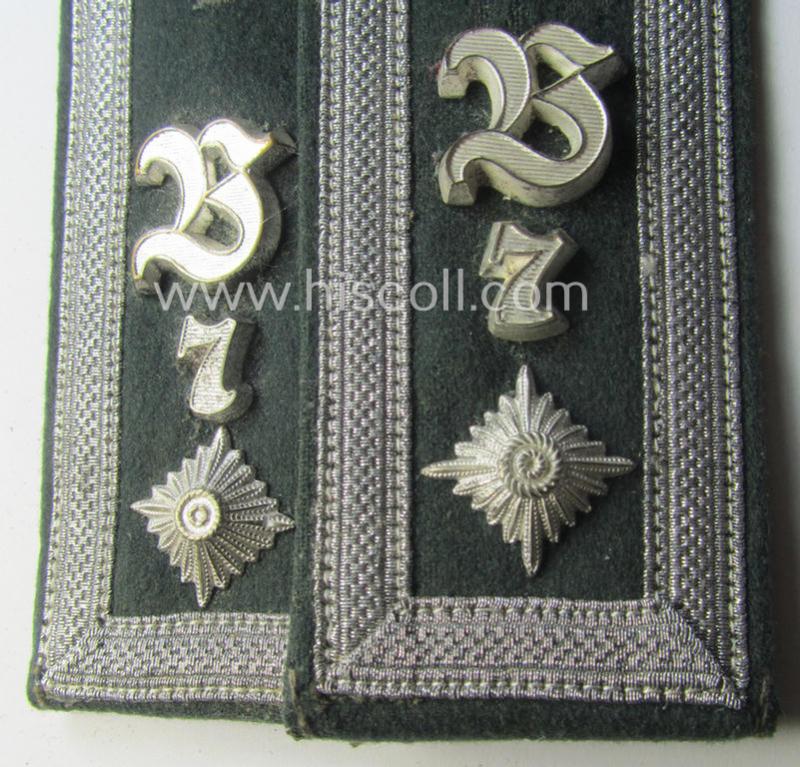 Pair of early- (ie. pre-) war-period, WH (Heeres) 'M36'- (ie. 'M40'-) pattern 'cyphered' (pointed-styled) NCO-type shoulderstraps as intended for a: 'Feldwebel u. Mitglied des Art.-Beo.-Abts. 7'