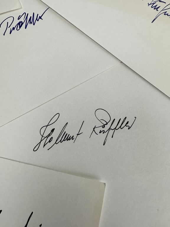 Lot German post-war original signatures of unknown German officers 8 pices