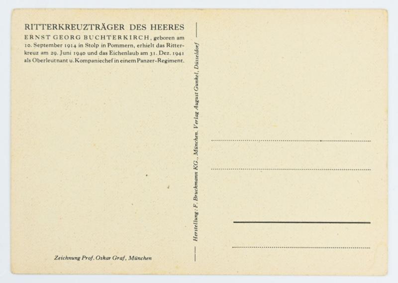 German WH Knight's Cross Postcard 'Ernst Georg Buchterkirch'