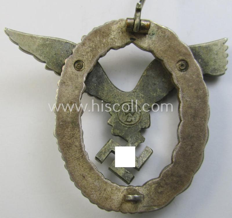 WH (Luftwaffe) 'Flugzeugführer-Abzeichen' (or: pilots'-badge) being a neatly maker- (ie. 'GWL'-) marked- and/or: 'Buntmetall'-based example as was produced by the maker: 'Gebrüder Wegerhoff'