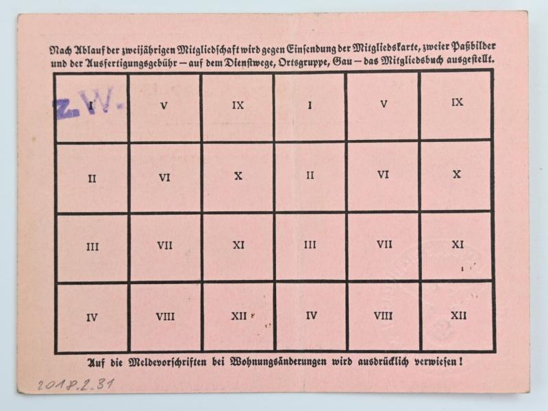 German NSDAP Party Member Card