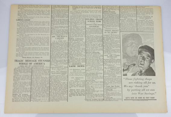 British "Daily Telegraph" Newspaper 13 April 1945.