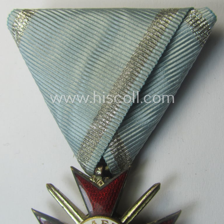 Superb - silver-toned- and nicely enamelled - Bulgarian, military-cross: 'For Bravery' (or: in Bulgarian- ie. Cyrilic language: 'Ordena Za Hrabrost') being a neat and/or detailed example of (I deem) the 3rd Class