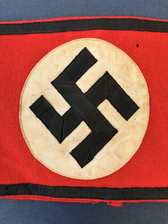 GERMAN WWII AUTHENTIC THIRD REICH ALLGEMEINE SS ARMBAND THICK WOOL WITH RZM SS PAPER TAG INSIDE.