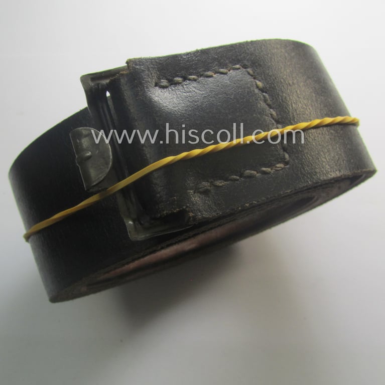 Hardly used, early- (ie. mid-) war-period, black-coloured WH (Heeres, Luftwaffe, Waffen-SS etc.) 'standard-issue'-pattern belt (ie. 'Koppelriemen') being a 115 cms. sized example that shows a (clear) makers'-designation and/or date: '1941'