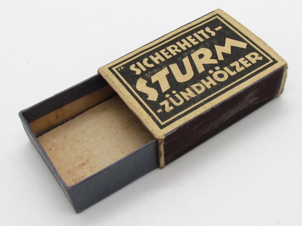 "Sicherheits-Sturm-Zündhölzer"  ( safety storm matches-empty )