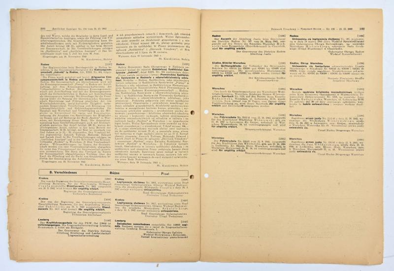 German Generalgoverment Newspaper 'Amtlicher Anzeiger'