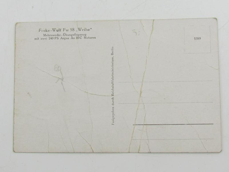 Postcard Focke Wulf fw 58  ,,Weihe"