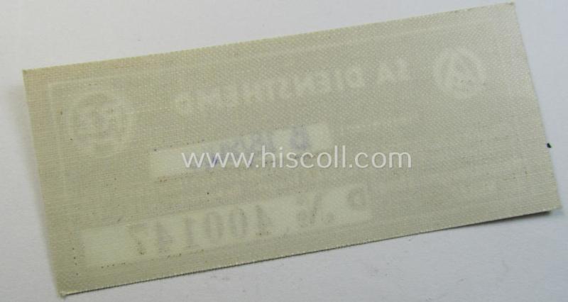 Interesting - and unusually found! - 'RzM'-etiket as was specifically intended for usage into the SA (ie. 'Sturmabteilungen') 'SA-Diensthemden' (or: shirts) and that comes in a 'virtually mint- ie. never used'-, condition