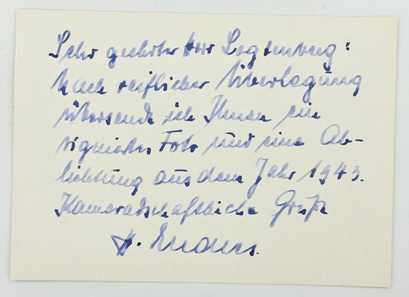 Signature of Wehrmacht Heer KC Recipient 'Hans Endres'