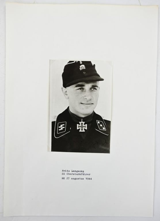 Signature of Waffen-SS KC Recipient 'Fritz Langanke'