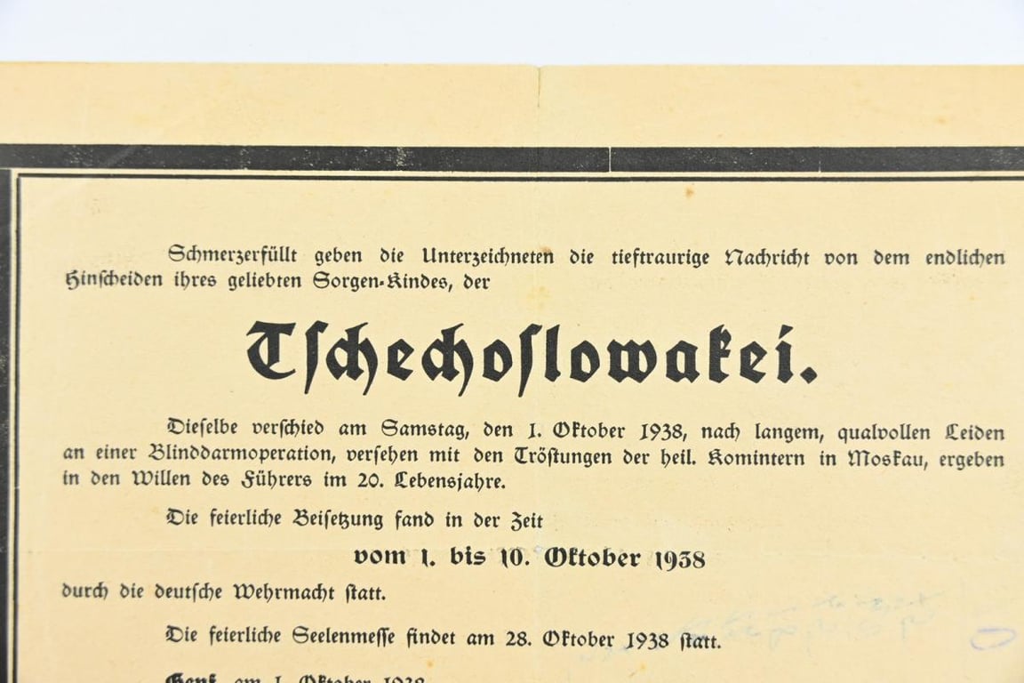 German Third Reich Flyer 'Dead of Czechoslovakia'