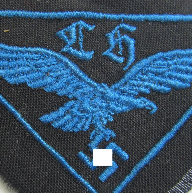 Neat, WH (Luftwaffe- ie. Hitlerjugend-) related, machine-embroidered breast-badge (ie. eagle-device) as was specifically intended for usage by a: 'Flakhelfer' (ie. later-war-period, youthfull, anti-aircraft staff-member)
