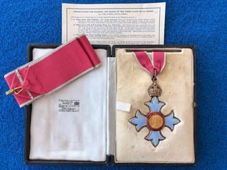 EXTREMELY RARE CASED CBE MEDAL, CASE IS TO...