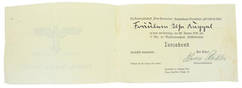 German NSDStB Dance Night Invitation