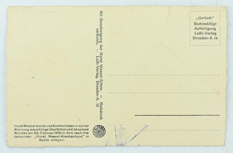 German Third Reich Postcard 'Horst Wessel Song'