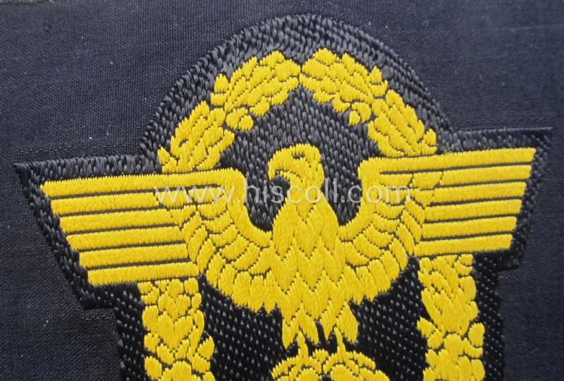 Attractive, golden-yellow-toned- (and/or neatly 'BeVo'-woven!) arm-eagle (ie. 'Wasserschützpolizei-Ärmeladler') as was intended for usage on the various, darker-blue-coloured: 'Wasserschützpolizei'-tunics
