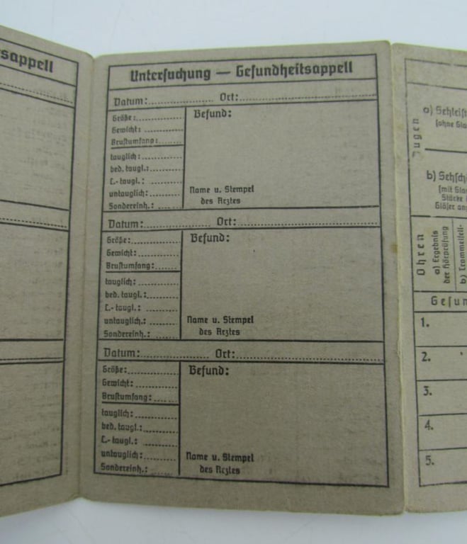 Hitlerjugend (HJ) Gesundheitspass