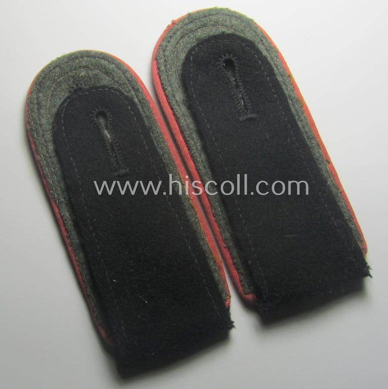 Superb - and fully matching! - pair of Waffen-SS (ie. 'SS-Panzer') NCO-type shoulderstraps (as was amongst others used on the black-coloured 'wrap-around'-tunics) as was intended for usage by an: 'Unterscharführer der SS-Panzer-Trpn.'
