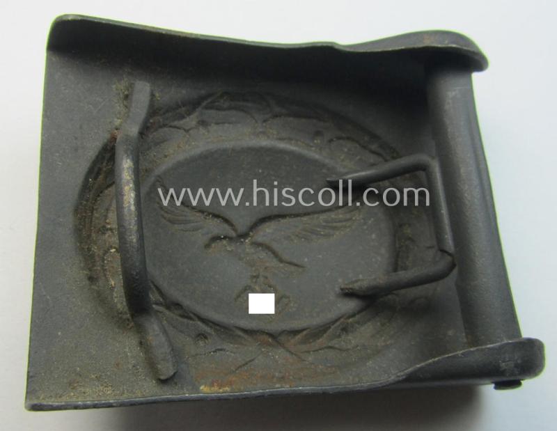 WH (Luftwaffe) blue-coloured- and/or typical steel-based belt-buckle, being a non-maker-marked example