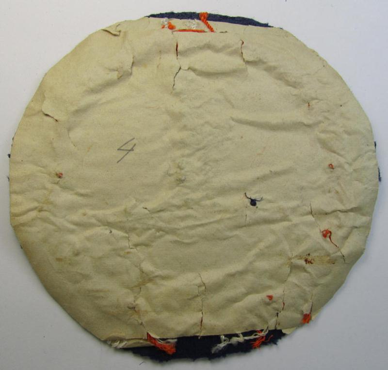 Attractive - and Dutch-produced! - example of a neatly hand-embroidered, NJS- (or: 'Nationale Jeugdstorm'-) related sports'-tunic-patch as was specifically intended for usage on the various shirts and/or tunics during the Berlin Olympic Games