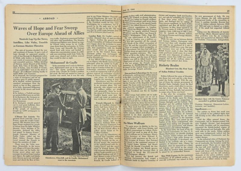 US WW2 Newsweek Magazine June 19, 1944