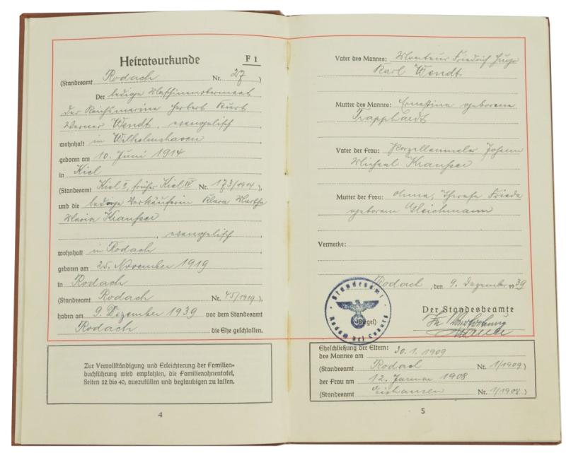 German Third Reich Genealogical Register