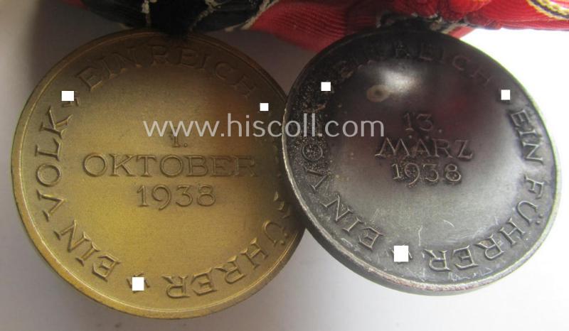 WH (Heeres o. KM etc.) medal-bar (ie.: 'Doppelspange') showing two campaign- (ie. 'Anschluss'-) medals