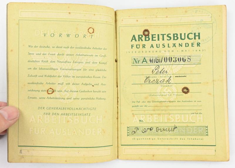 German Third Reich Workerspass for Foreigners