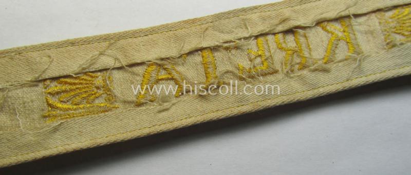 Superb, WH (LW o. Heeres) cuff-title (ie. 'Ärmelstreifen') entitled: 'Kreta' (being a wonderful- and totally non-shortened example that comes in a truly issued- ie. I deem once tunic-attached, condition)