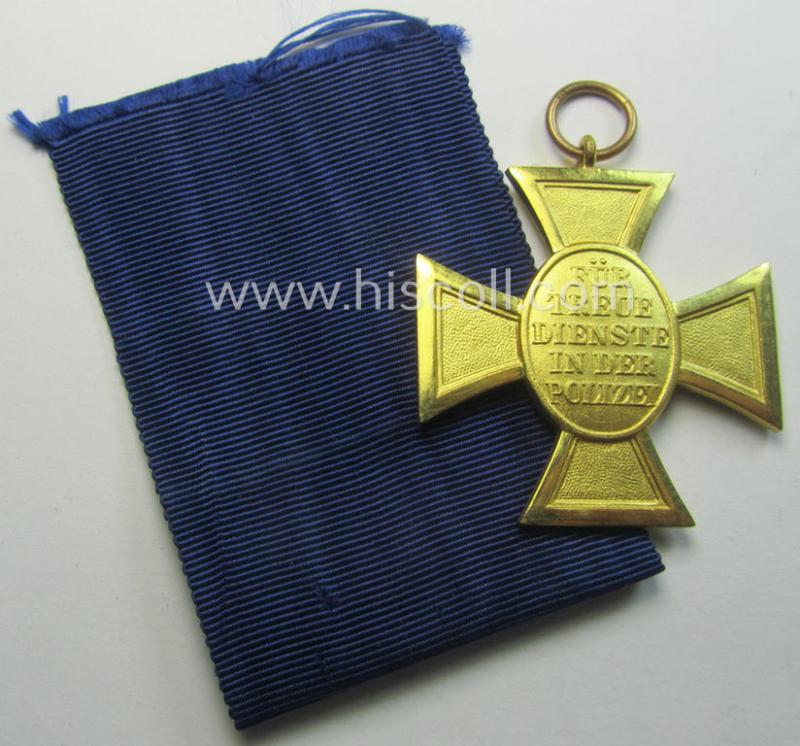 Golden-class, 'Pol.-Dienstauszeichnung 1. Stufe' that comes with its accompanying ribbon (ie. 'Bandabschnitt')