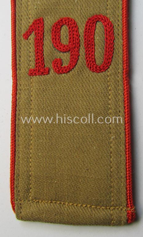 Early-pattern, 'HJ'- (ie. 'Hitlerjugend'-) shoulderstrap for usage by a: 'Hitlerjunge' who was attached to the: 'Oberbann I - Bann 190' (Bann 190 = Bann Stade situated in the 'Gebiet Nord Nordsee')