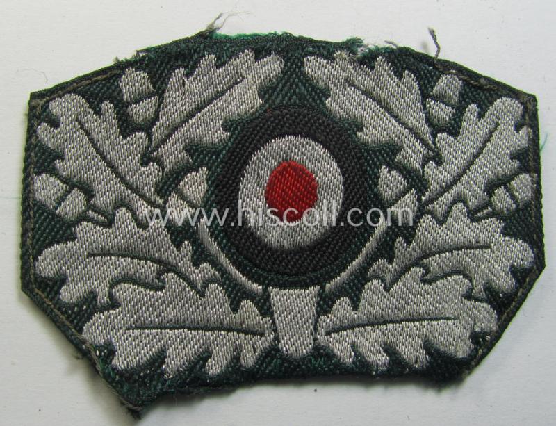 Attractive, WH (Heeres) officers'-type cap-eagle and cocarde (as executed in so-called: 'flat-wire'- ie. 'BeVo'-weave pattern) as was specifically intended for usage on the: WH 'Knautschmützen' ie. 'Alter-art'-visor-caps (ie. 'Schirmmützen...