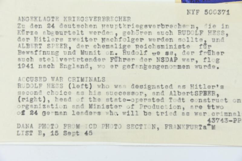 Allied Press 'Mug-Shot' Picture of Nuremberg Trail Members