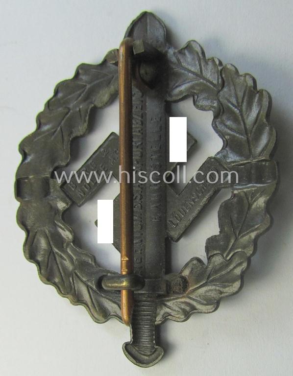 Superb - early- (ie. mid-) war-period example of an: 'SA-Sportabzeichen in Bronze' being a very detailed and maker- (ie. 'Berg u. Nolte'-) marked example that is void of an impressed bearers'-number