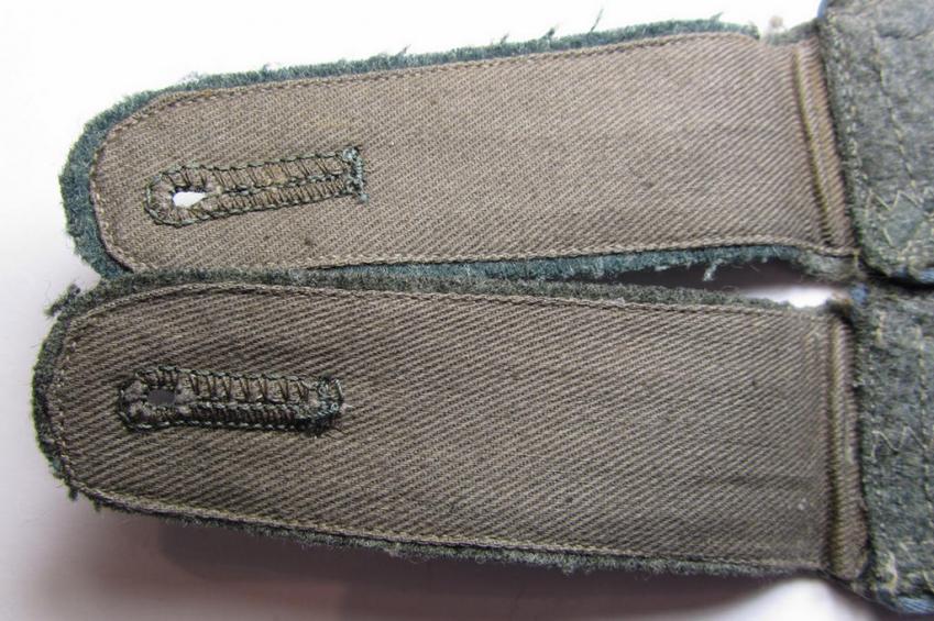 Fully matching pair of so-called: 'M-43-pattern', WH (Heeres) NCO-type shoulderstraps as was intended for - and/or moderately worn by! - an: 'Unteroffizier eines Nachschub-Abteilungs o. Regiments'