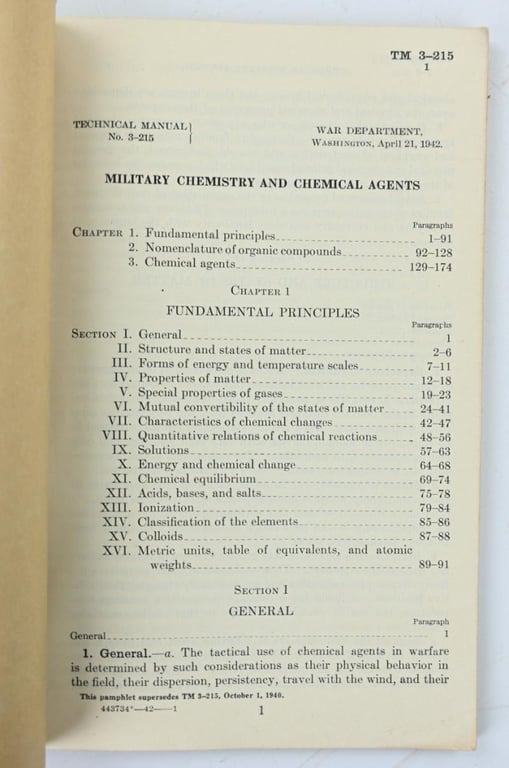 US WW2 Technical Manual TM 3-215 Military Chemistry